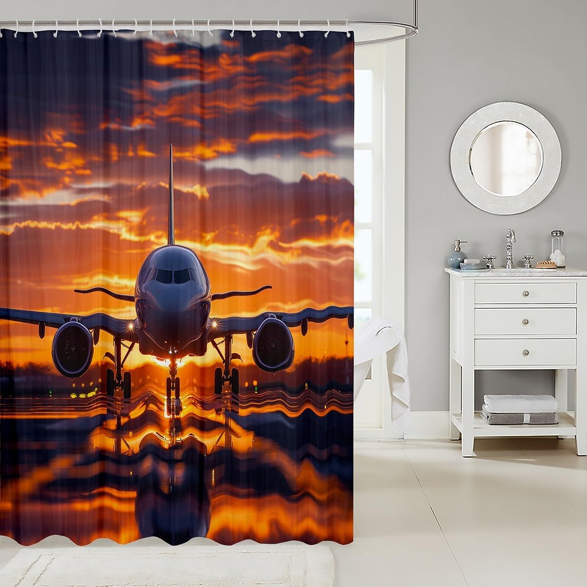 Exquisite Kids Airplane Shower Curtain Unique Plane Bathrollo 72x84