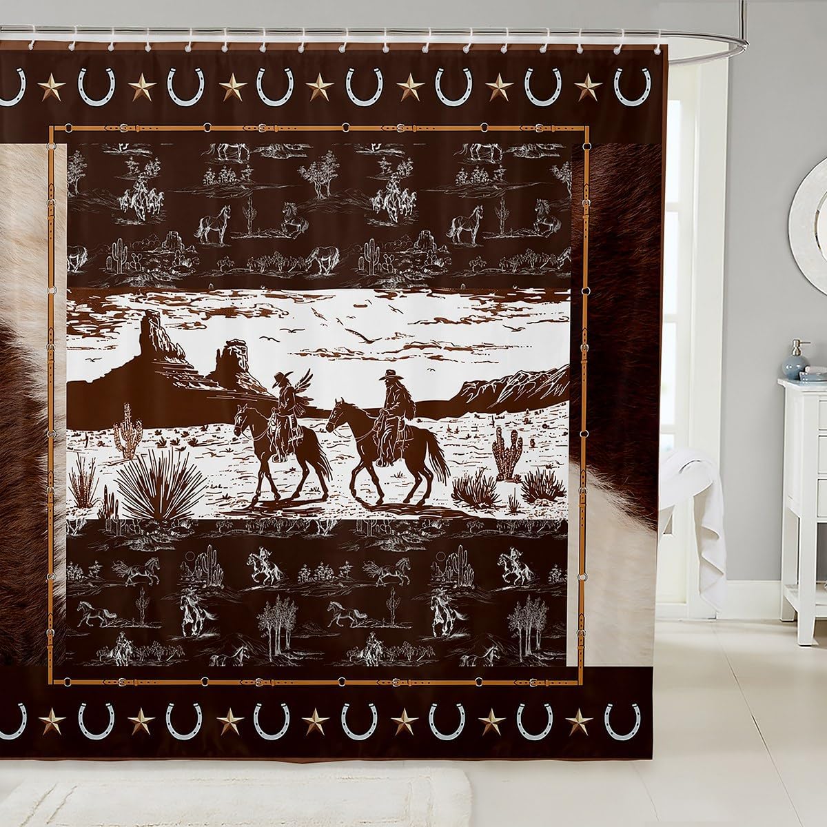 Boys Men Kids Western Aztec shower curtain 72x84 set