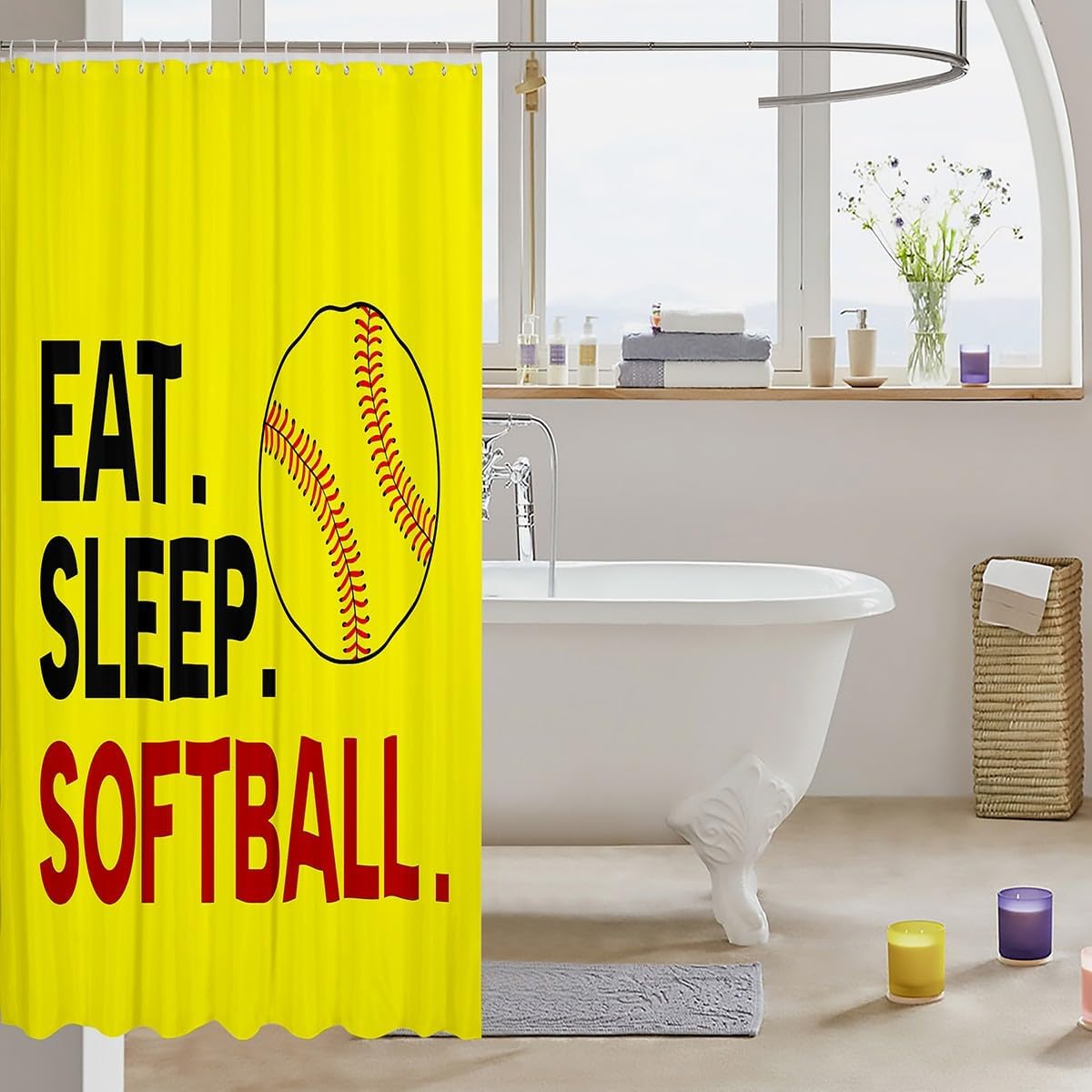 Feelyou Softball Shower Curtain Sports Theme 72x78