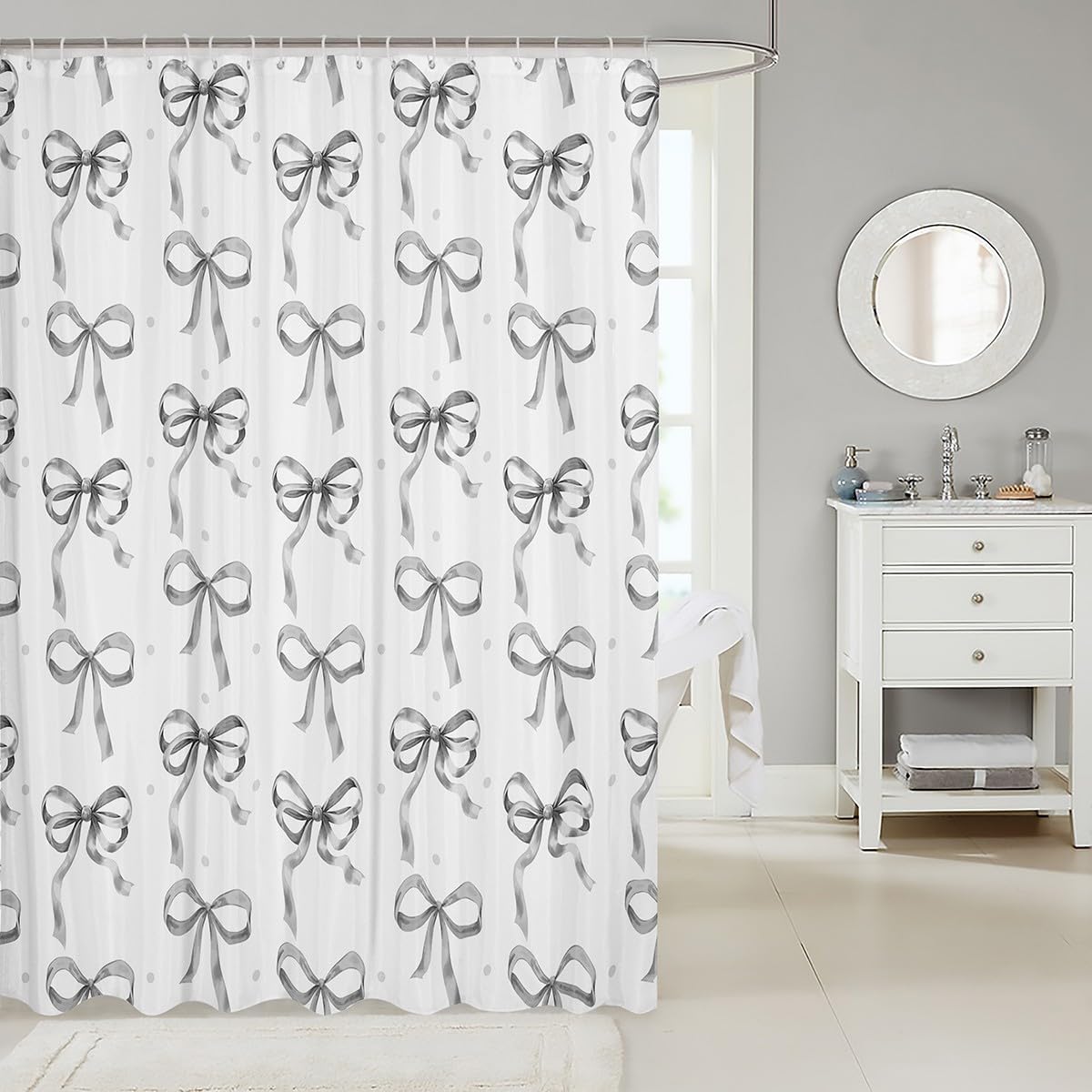 Feelyou Grey Bowknot Bath Curtain 72