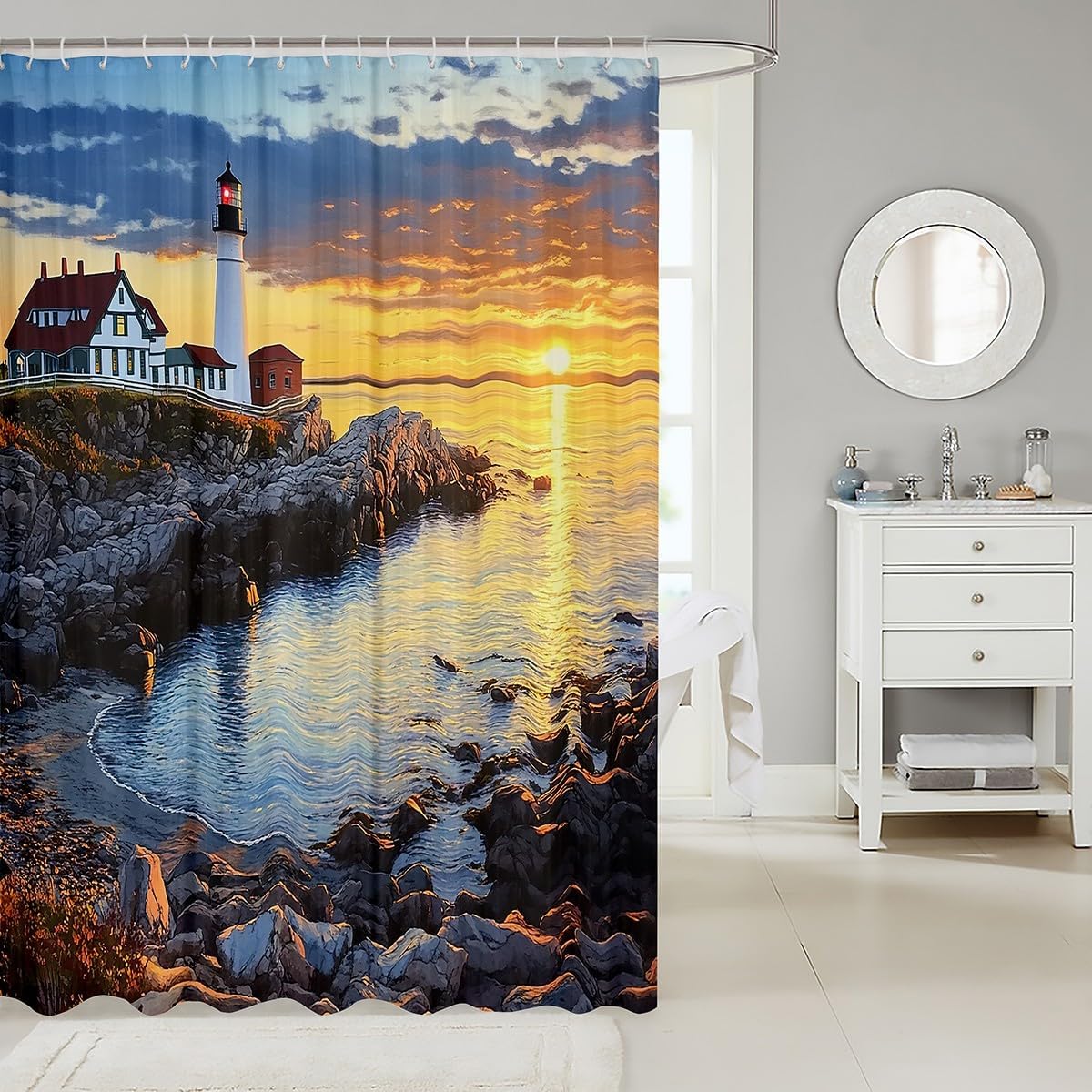 Jeffeloiu Ocean Shower Curtain for Kids