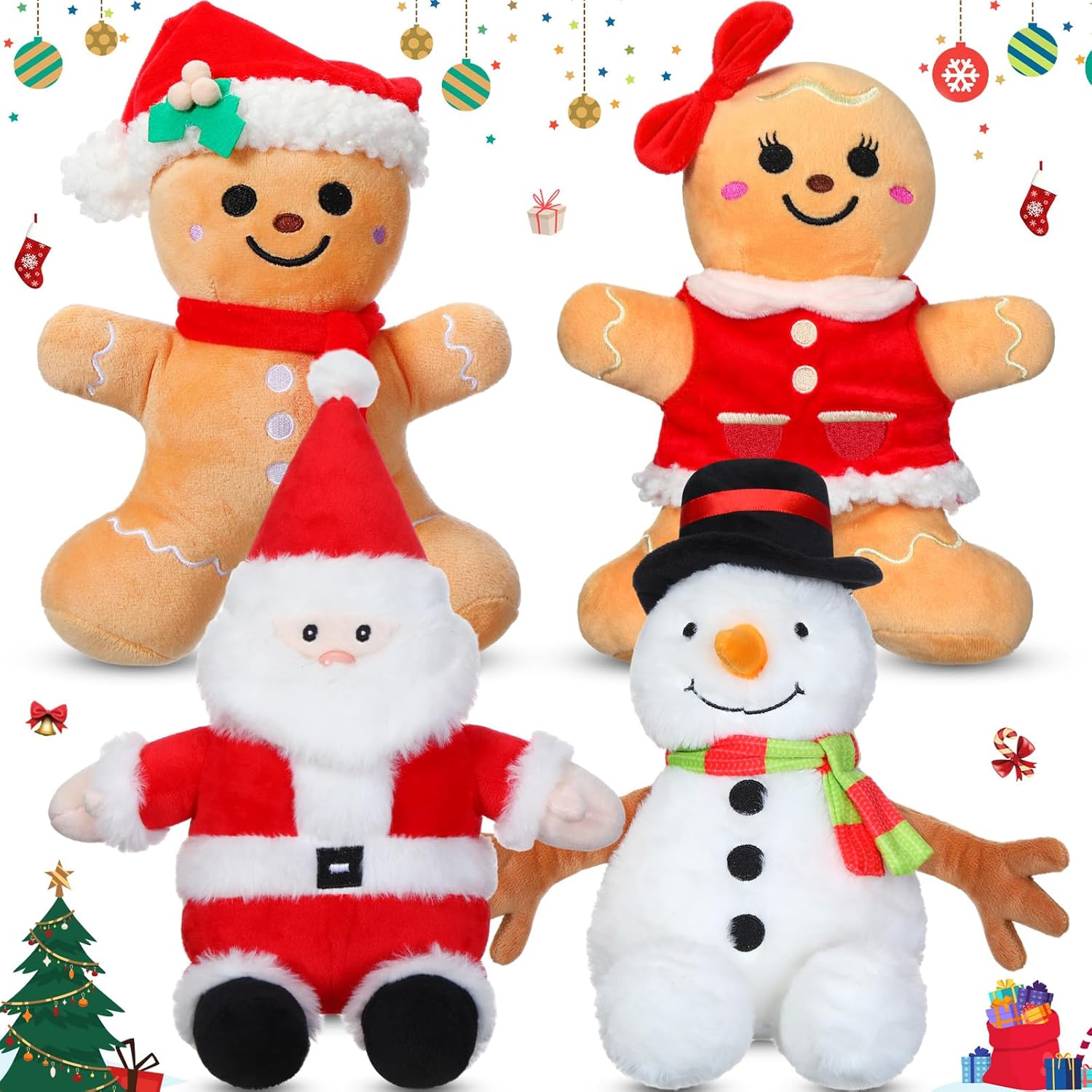 Syhood 4 Piece 9 Inch Christmas Plush Set