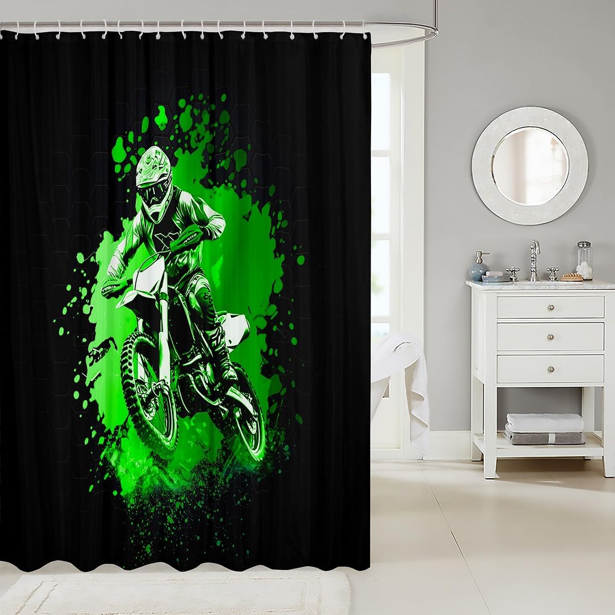 Feelyou Racing Motocross Bath Curtain Set 72x78