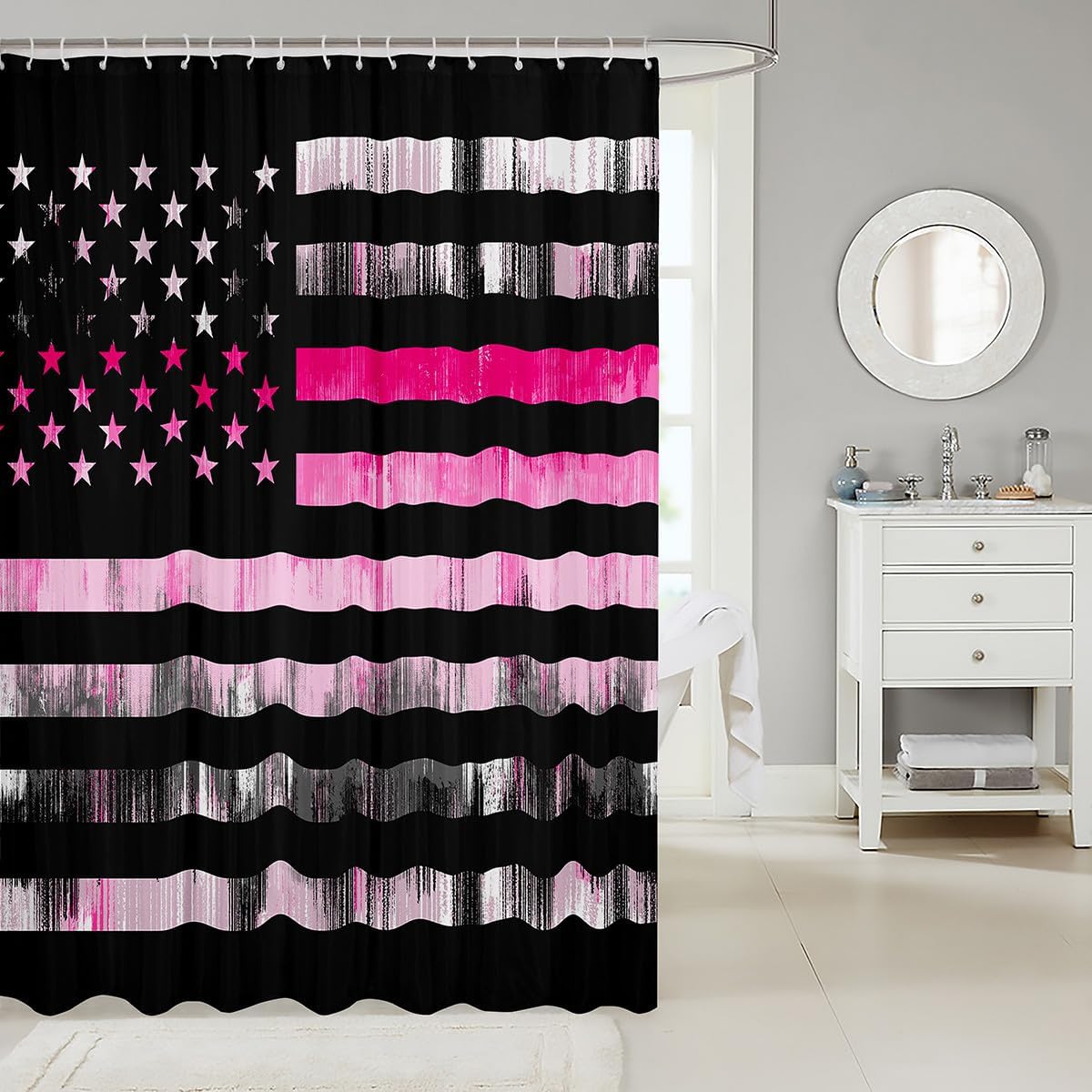 Feelyou 72x72 American Flag Bath Curtain Set