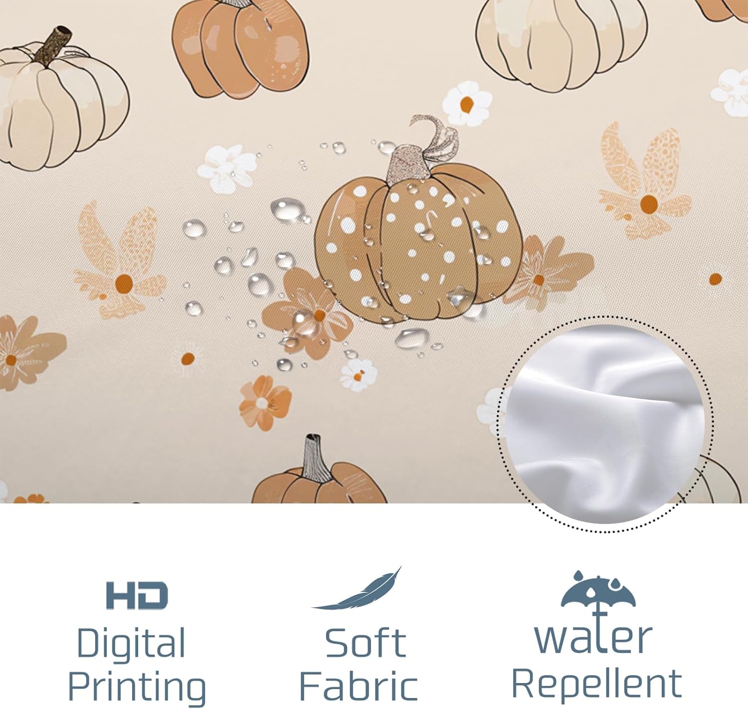 Fall Polka Pumpkin Shower Curtain Set