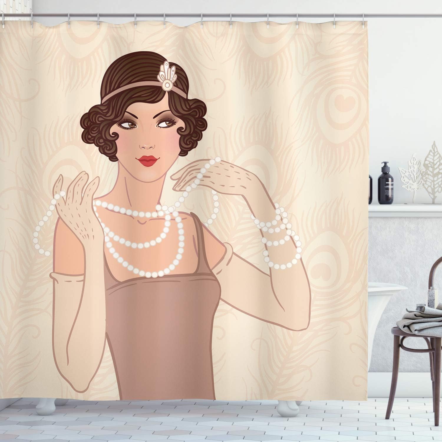 Ambesonne Old Hollywood Shower Curtain Set with Hooks