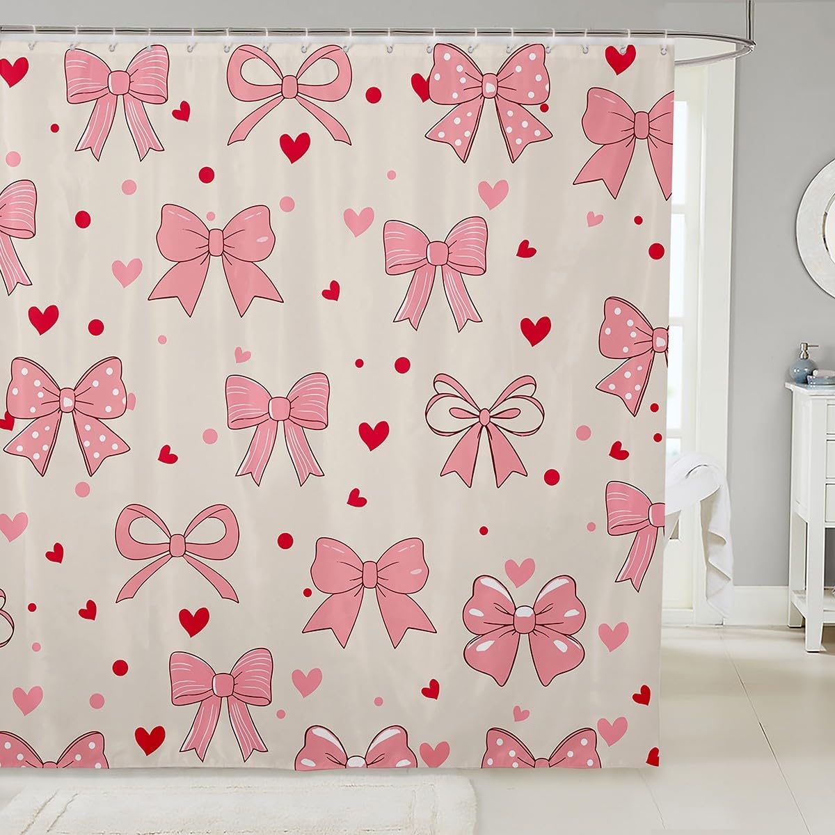 Manfei Cartoon Bowknot Kids Shower Curtains