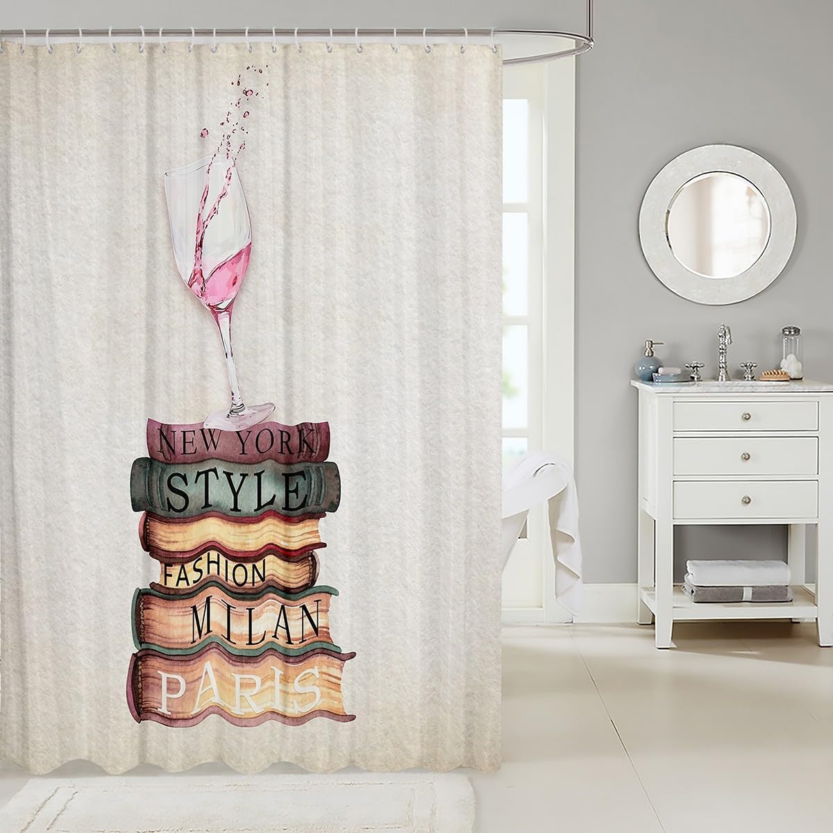 Eroseual 78x72 shower curtain set modern design waterproof 12 hooks
