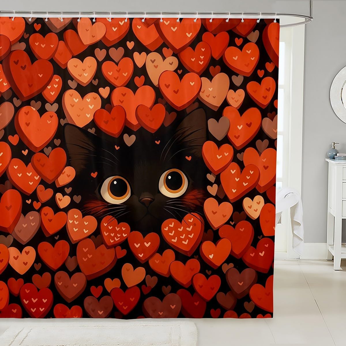 Super Fun 72x72 Bath Curtain Happy Love Day for Kids Unique Design