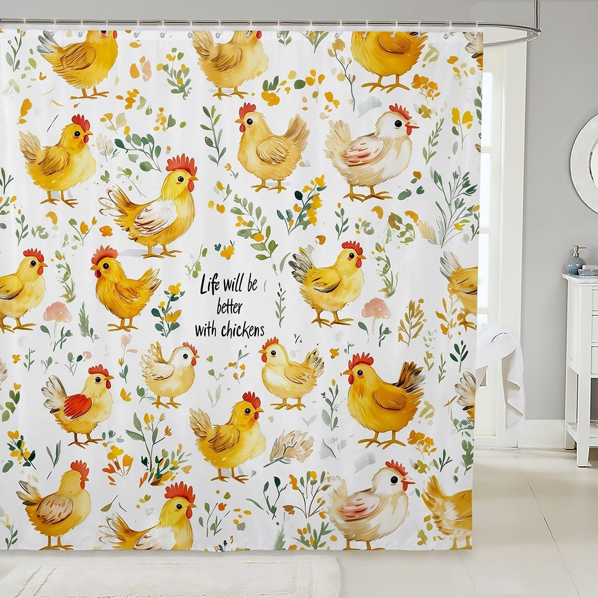 Feelyou Cute Chicken Bathroom Curtain
