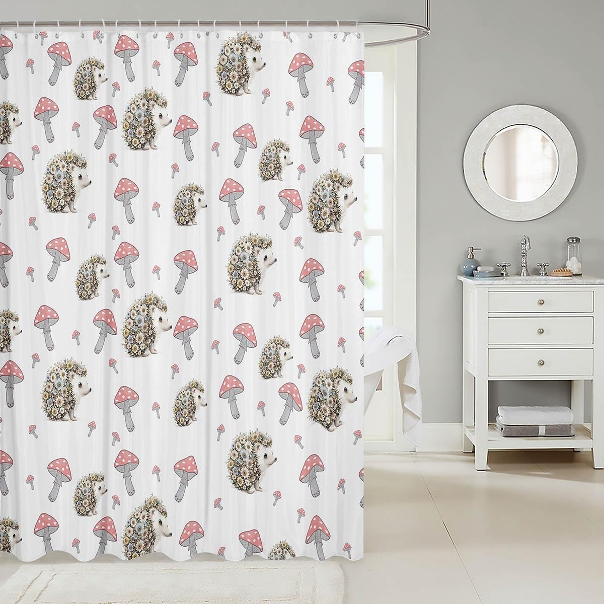 Manfei Cute Hedgehog Kids Shower Curtains