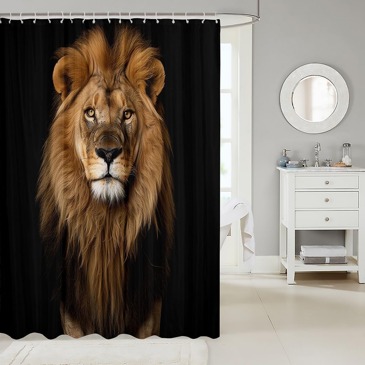Jejeloiu Lion Shower Curtain Safari Print 72x72