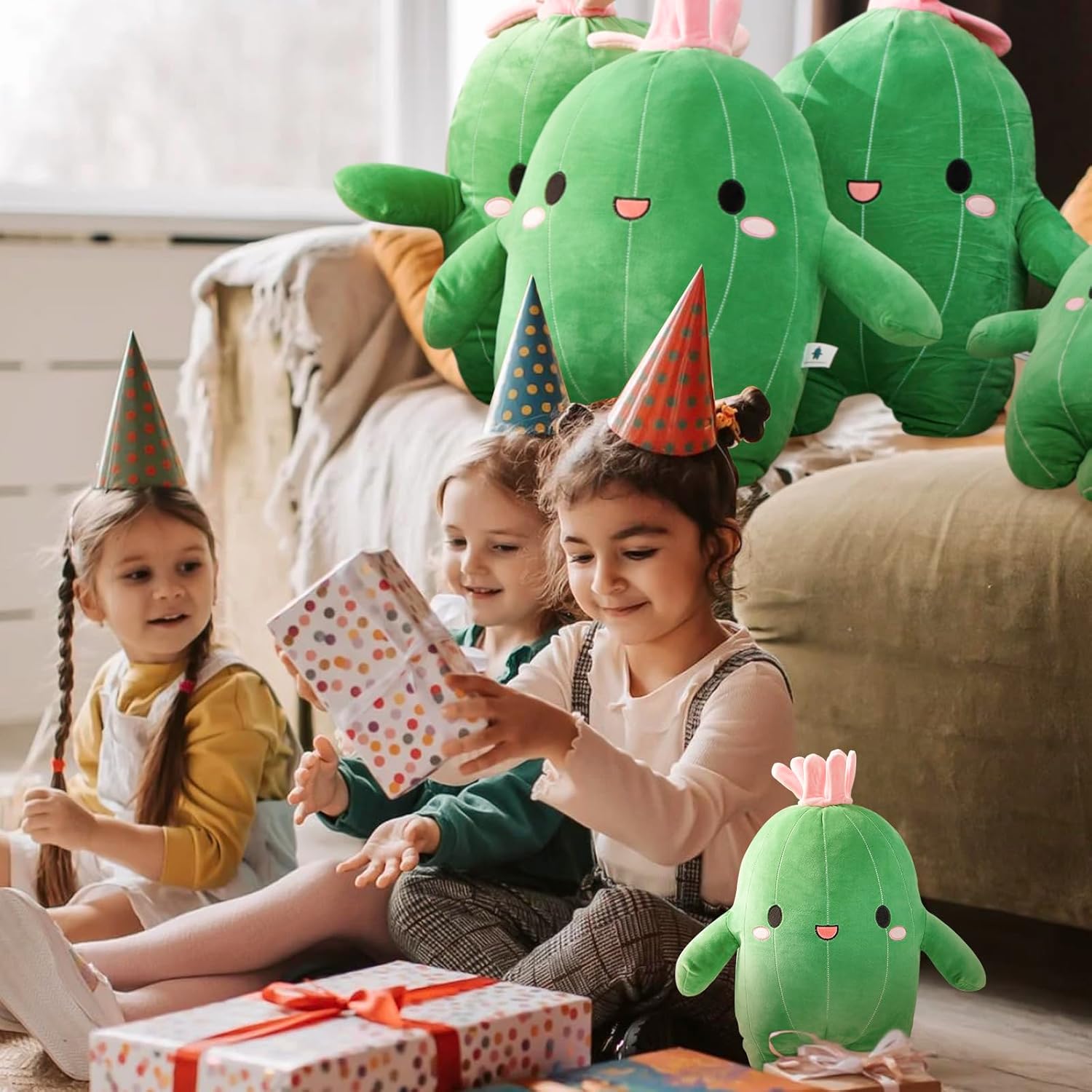 Cuddly Big Soft Cactus Plush Pillow and Blanket Set