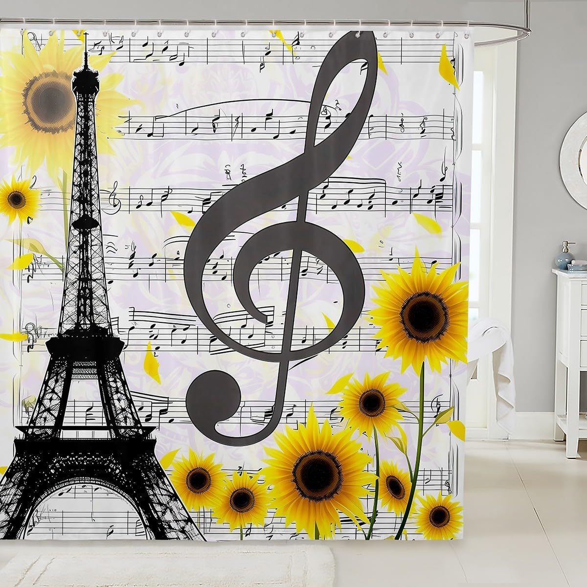Eiffel Tower Shower Curtain Kids Bathroom Accessory
