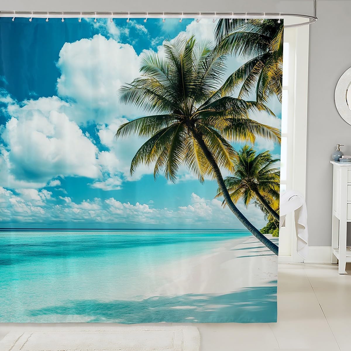 7jeloiu Kids Blue Ocean Bath Curtain 72x78 - Hawaiian Summer Gift for Kids