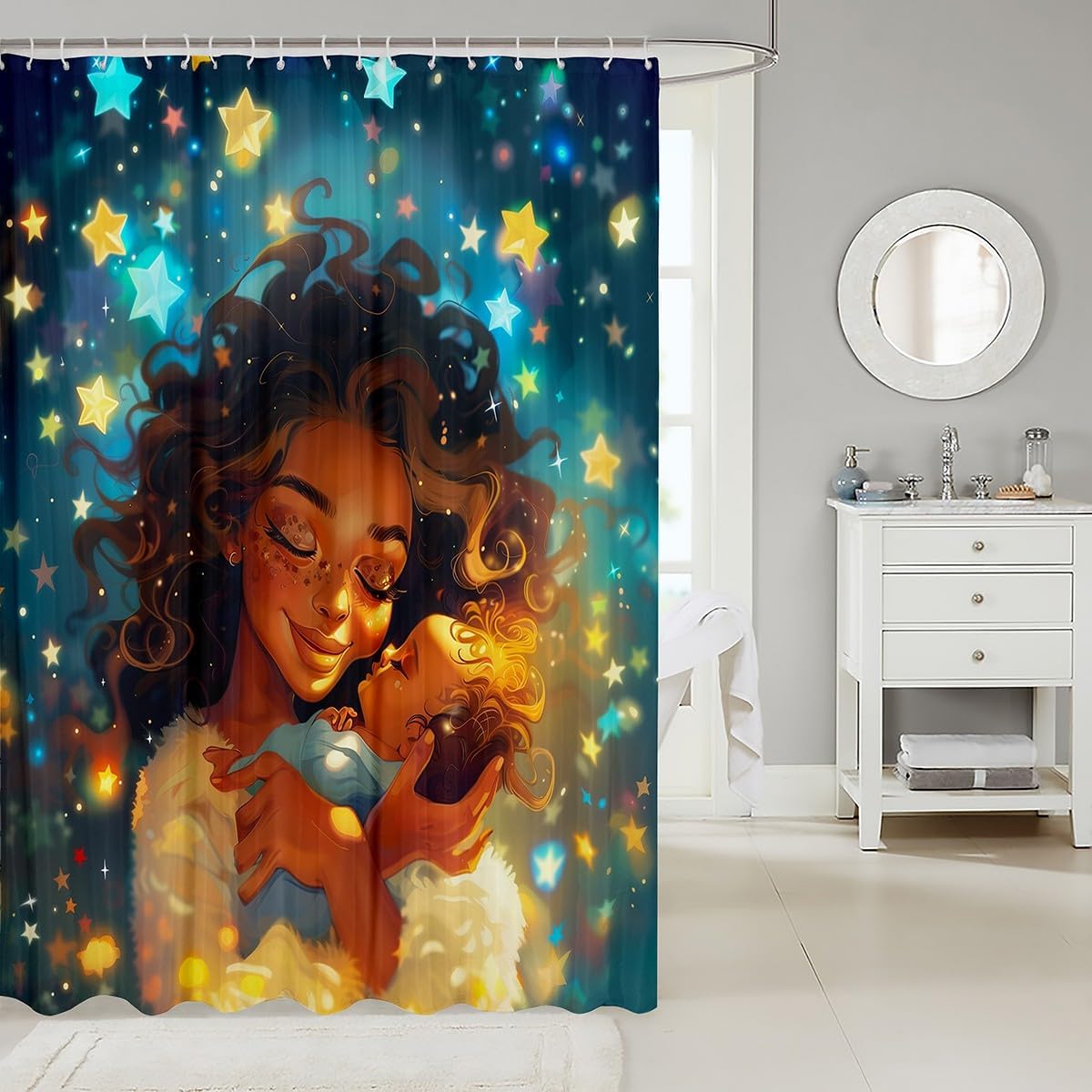 African Style Bath curtains for Moms Day Juneteenth theme