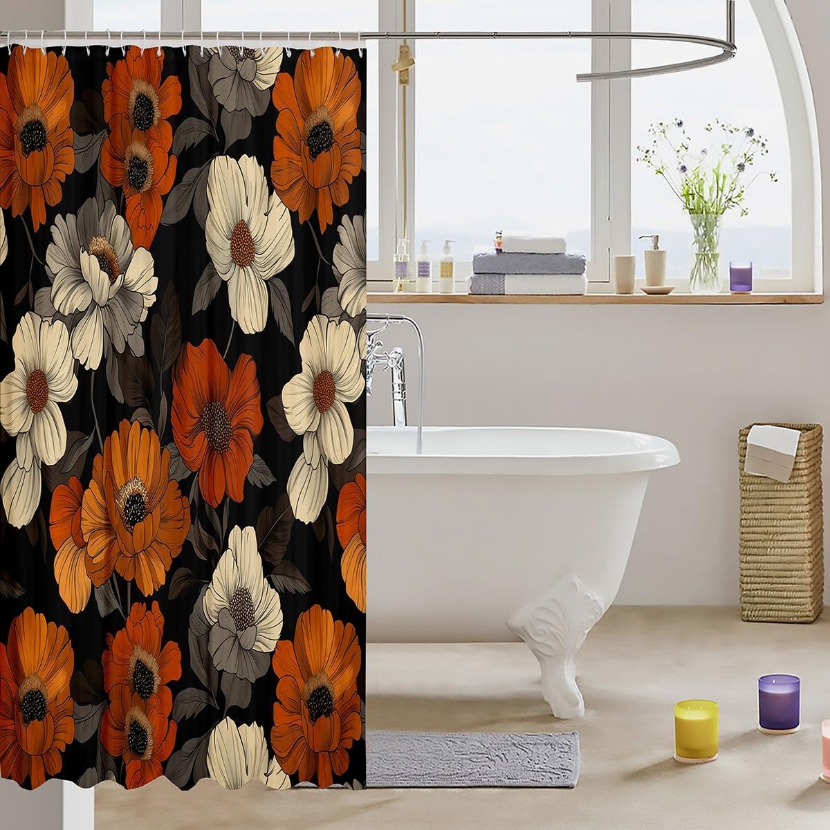 Erosebird Watercolor Floral Shower curtain