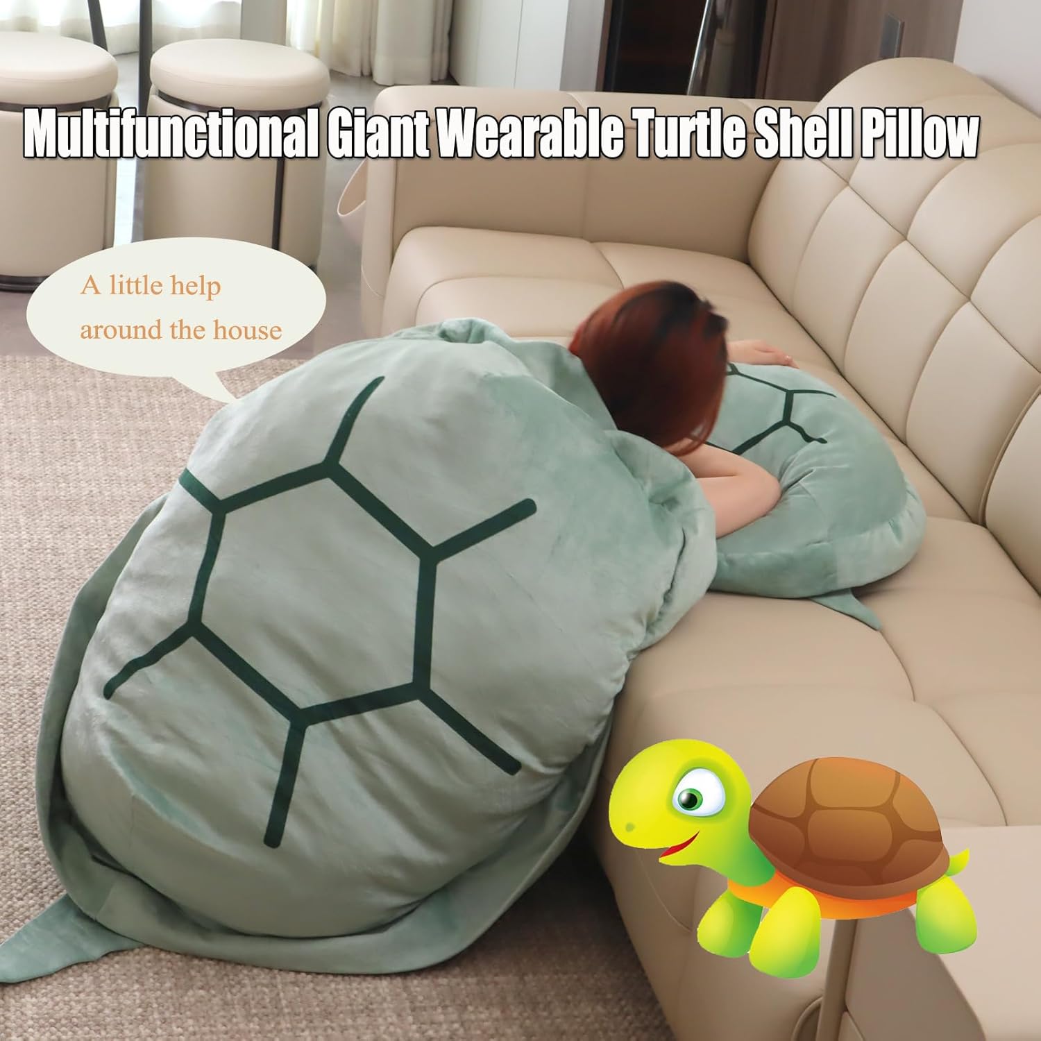 Wearable Turtle-shell Plush Pillow for Adults
