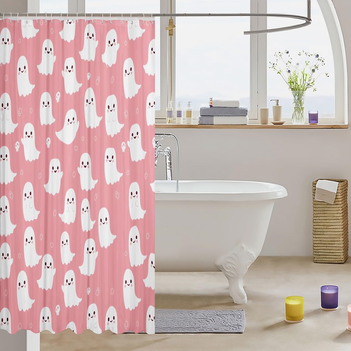 Happy Halloween shower curtain for kids Ghost Cartoons Waterproof