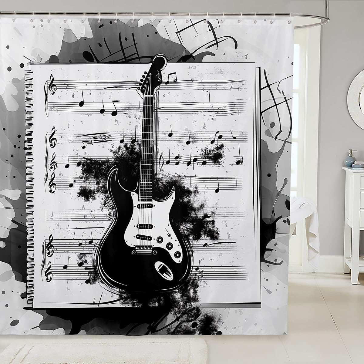 Feelyou Music Bath Curtain 72x78 Guitar