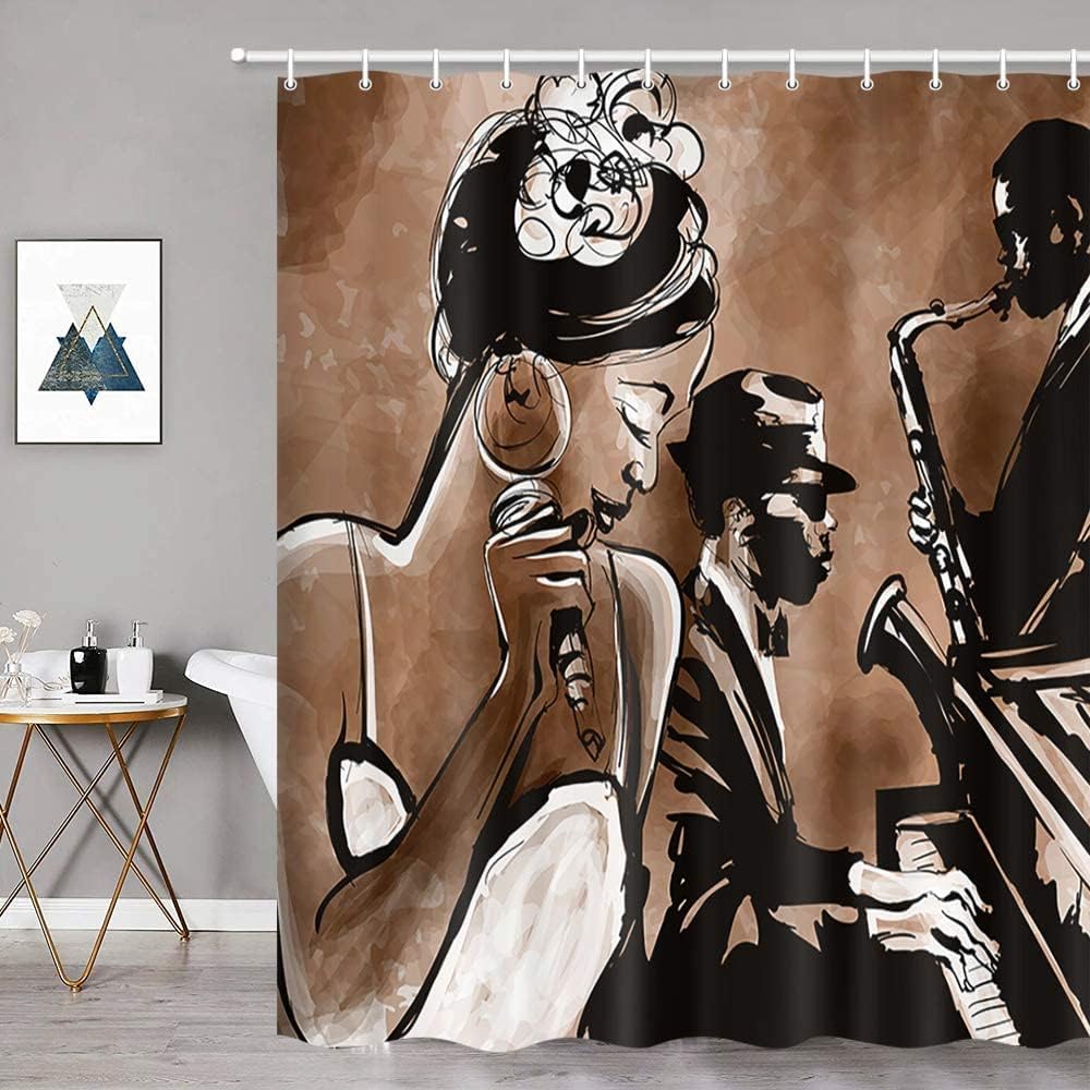 NYMB Fresh Powerful African Woman Jazz Shower Curtain Set