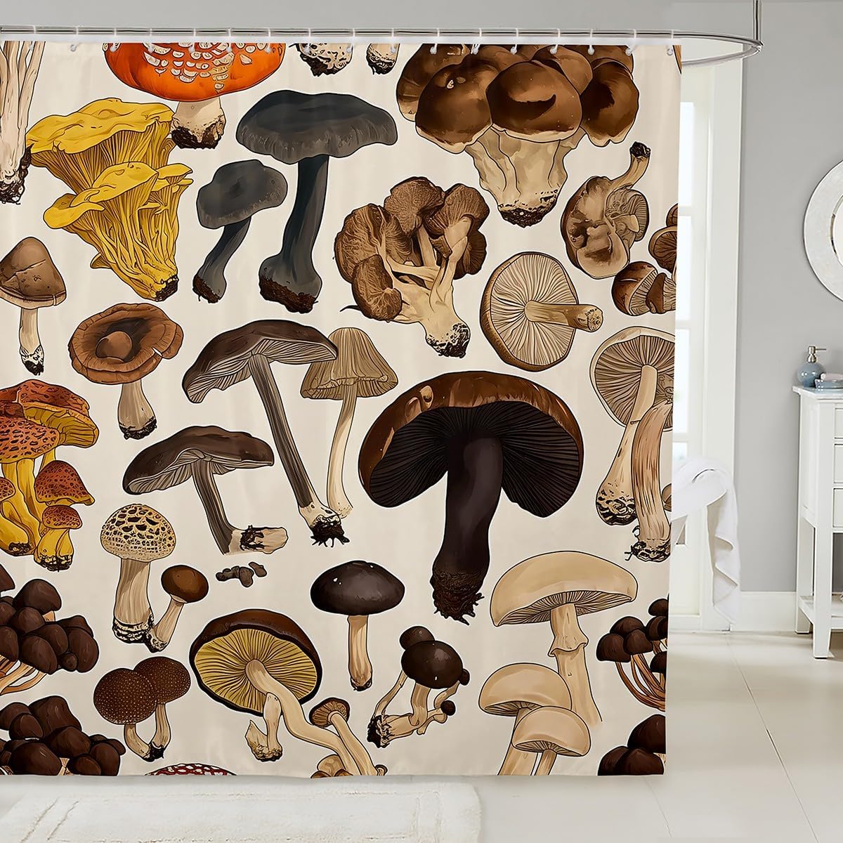 Feelyou Cute Mushroom Shower Curtain - 72x78 Fun Design