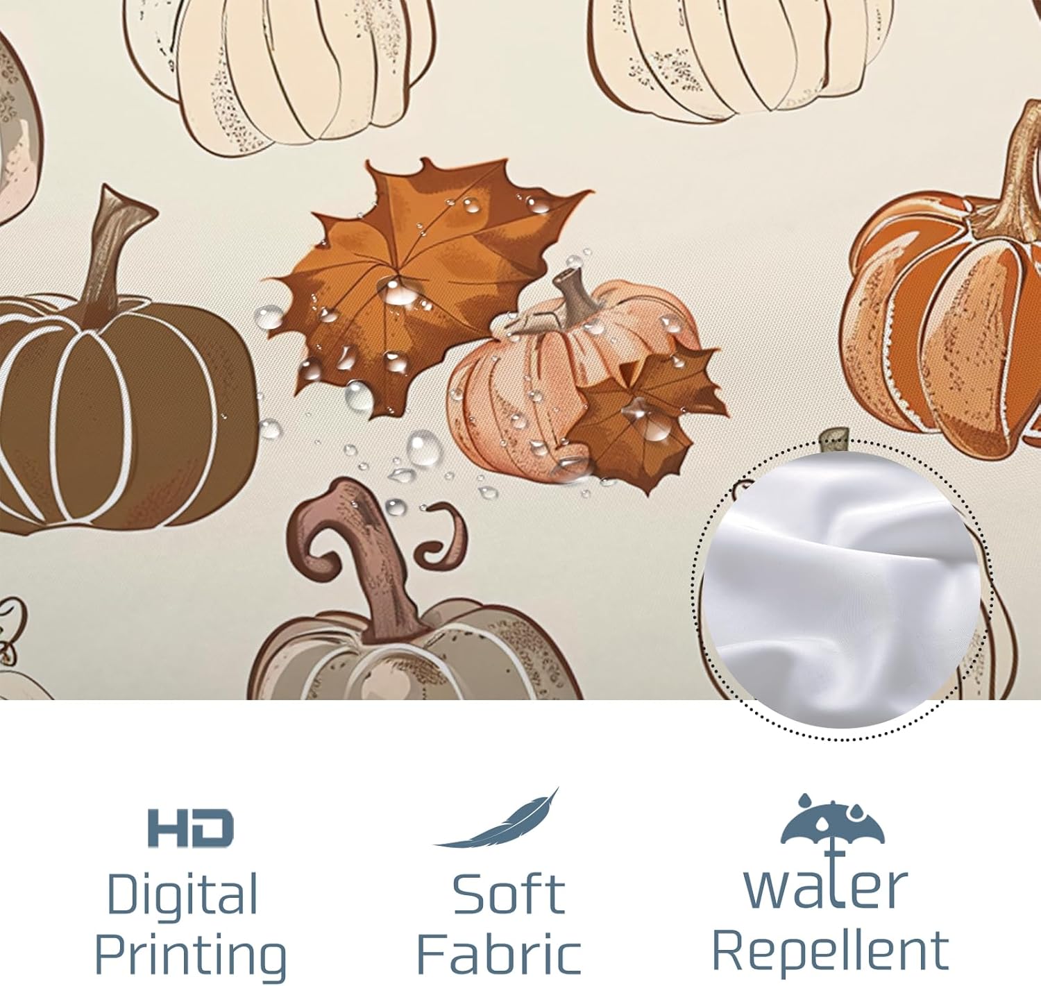 TPHIHPT Autumn Maple Leaves Pumpkins 62x72-inch Bath Set