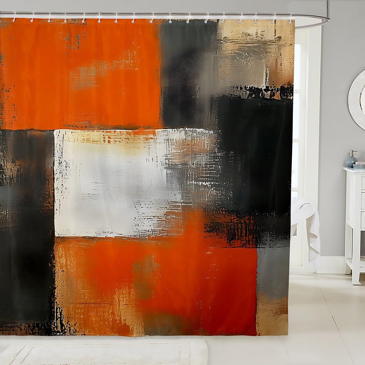 JoyeLiU Abstract Geometric Bath Curtain Set