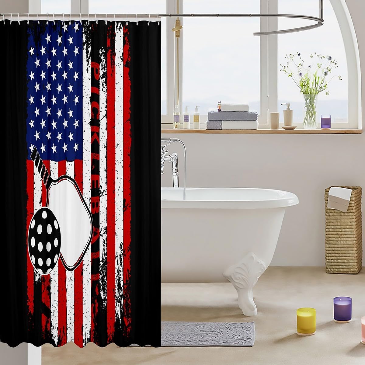 STURDY AMERICAN FLAG SHOWER CURTAIN for Both Kids and Adults - 72x84