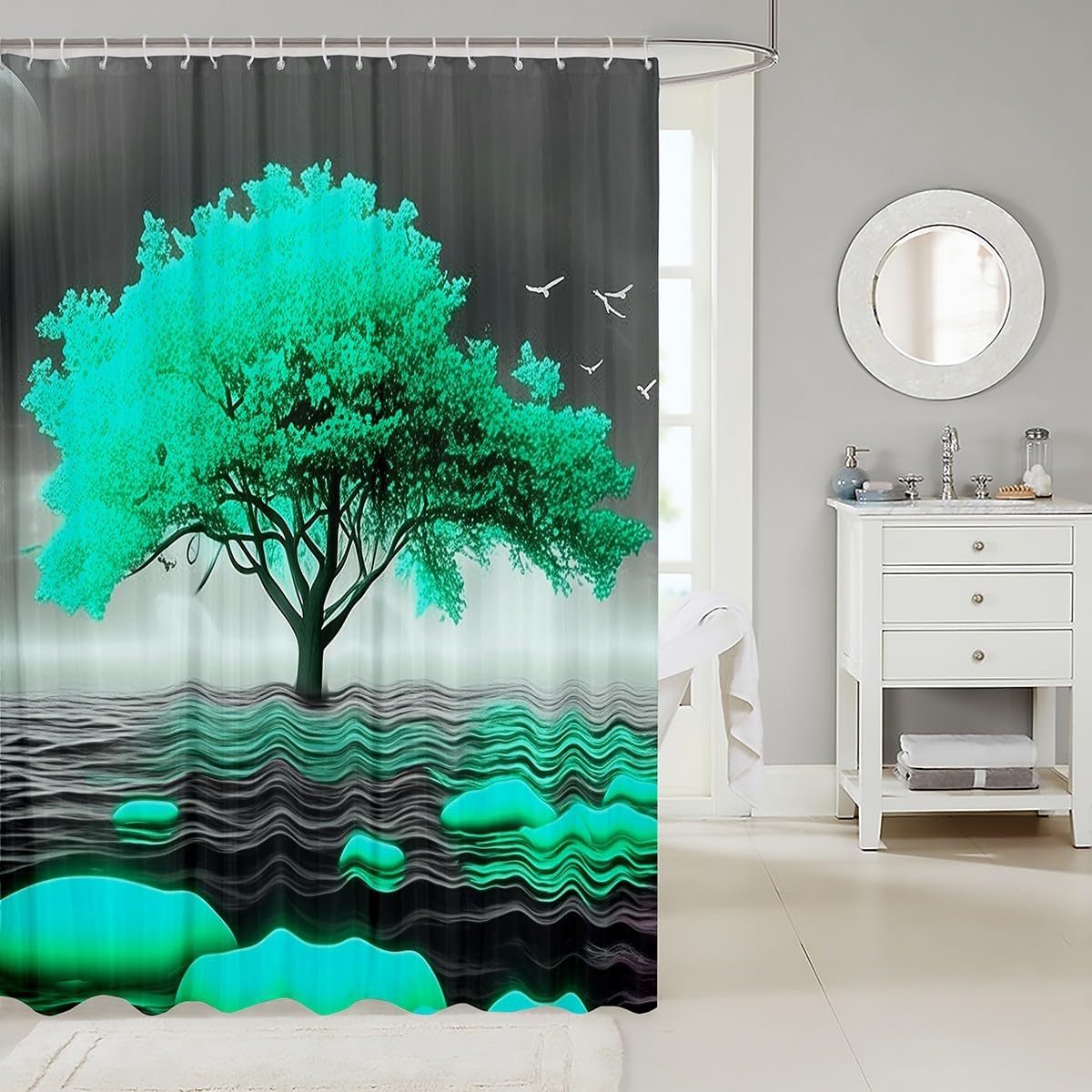 Feelyou Green Tree Bath Curtain