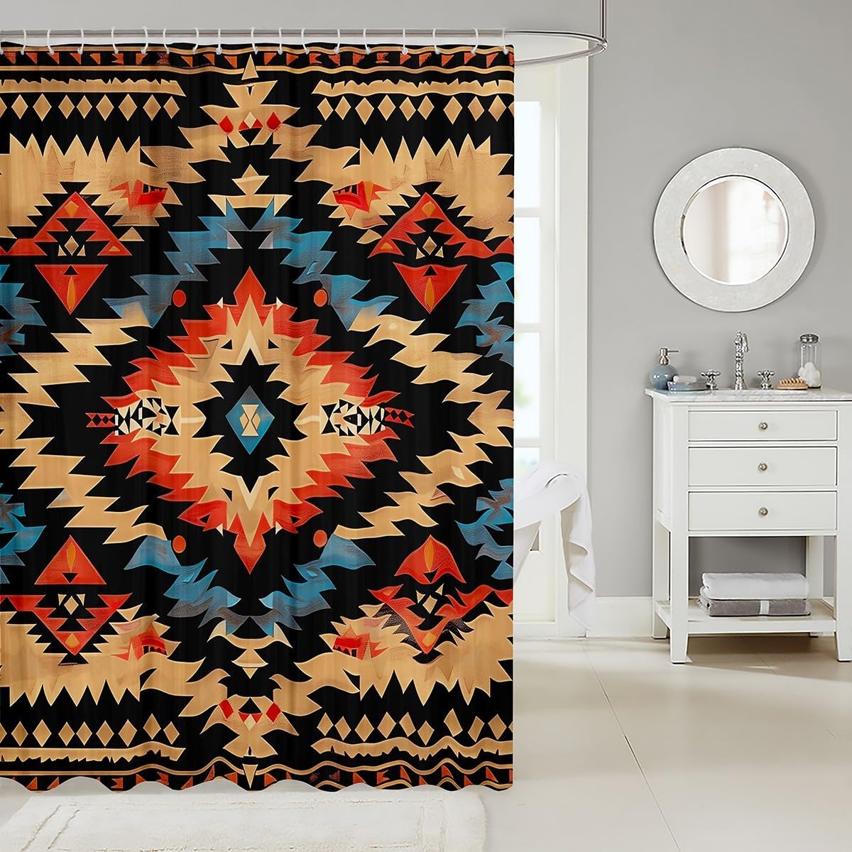 Feelyou Western Boho Bath Curtain Boys Girls 72x72 tribal shower curtain waterproof