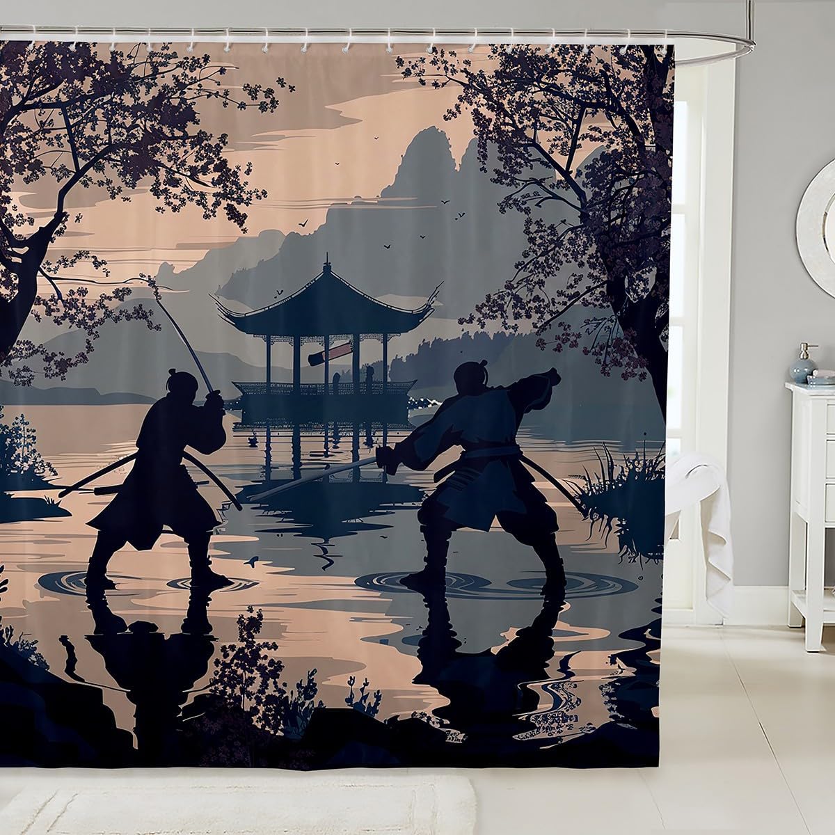 Feelyou Japanese Samurai Bath Curtain Set