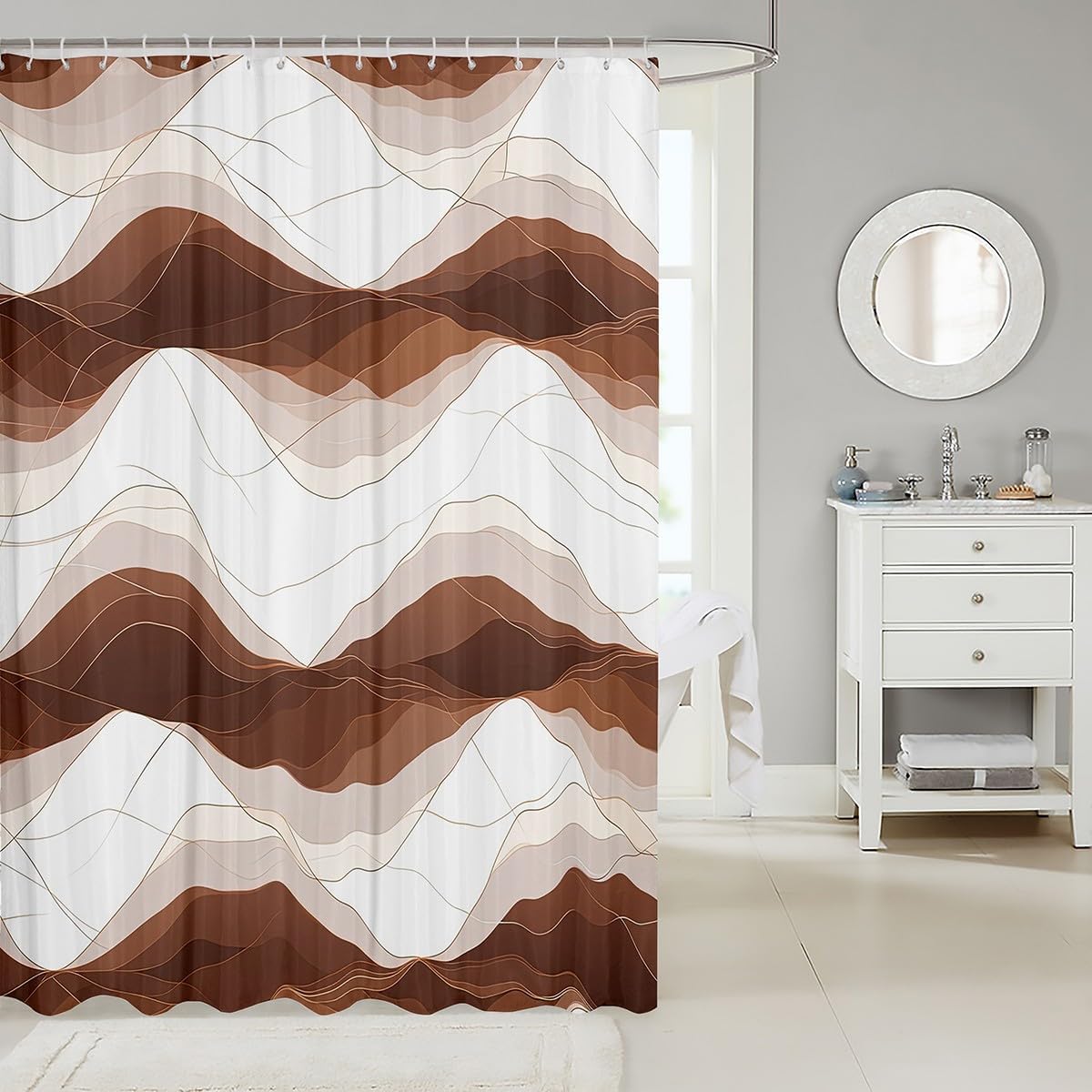 Kids Geometric 72x72 Gradient Rose Beige Shower Curtain Set