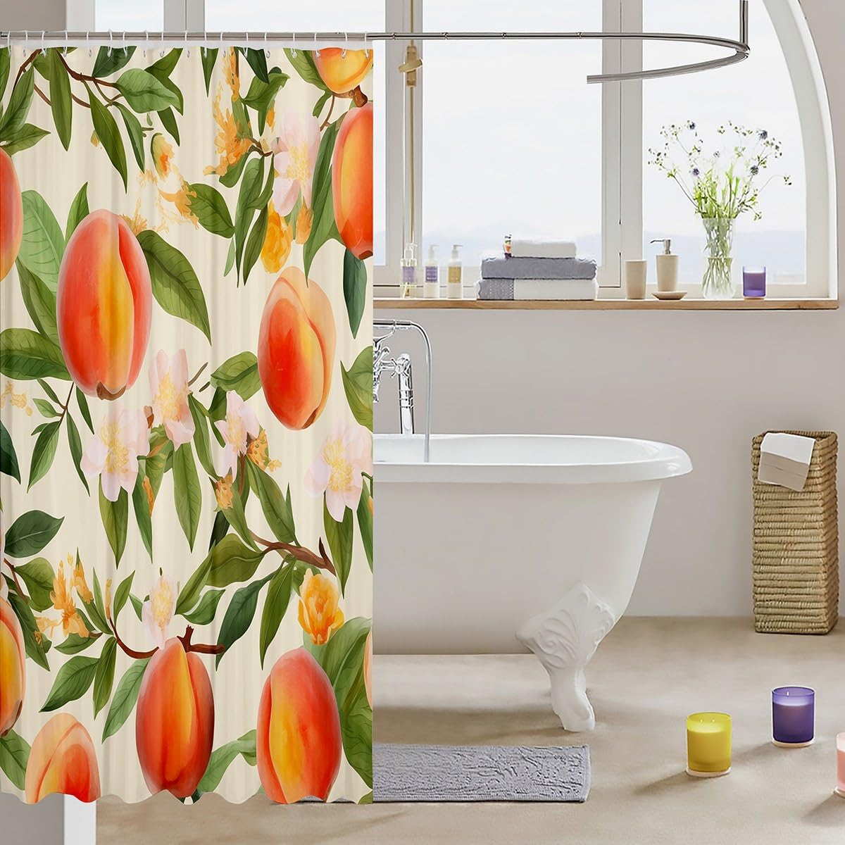 Feelyou Peach Fruit Shower Curtain