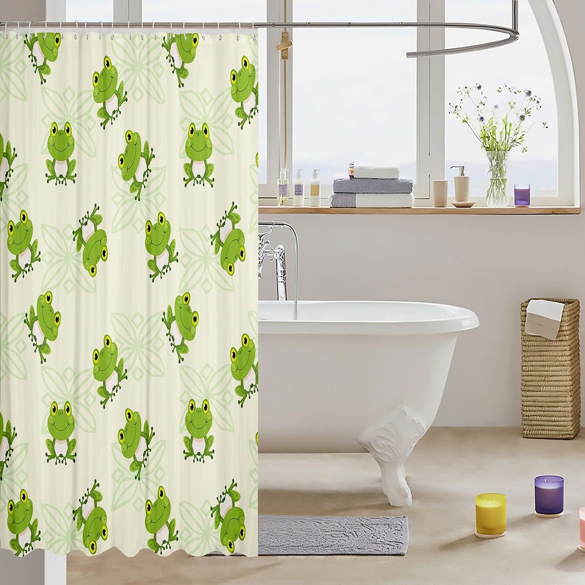 Feelyou Green Frog 72x78-inch bathroom shower curtain waterproof