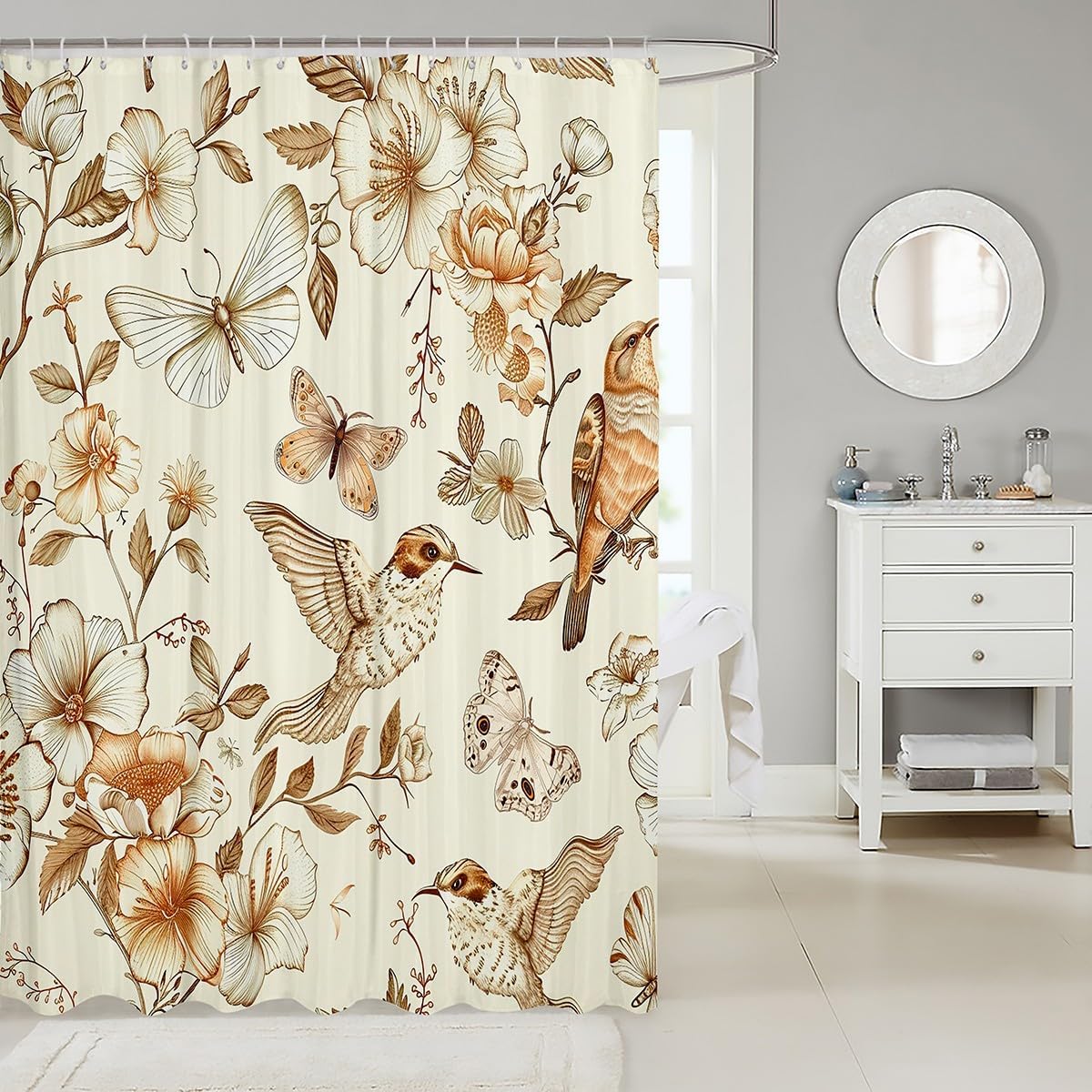 SurpriseAGE Boys Girls Hummingbird tropical shower curtain