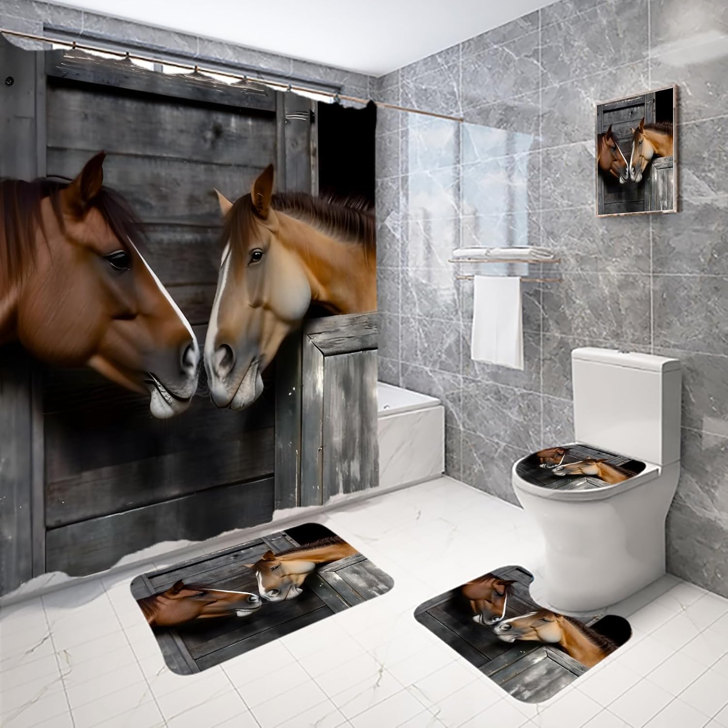 Large Wooden Bathroom Set with 12 Hooks for Rustic Deco