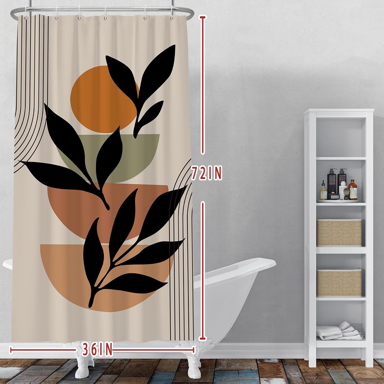 Baocicco Boho Mid Century Shower Curtain Set with Hooks