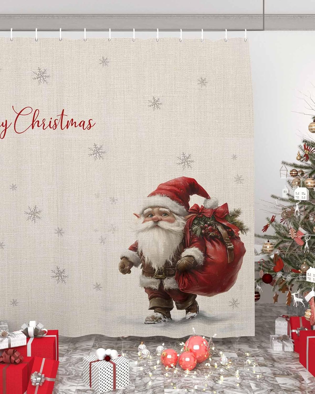 Anzona Waterproof Christmas Gnomes Shower Curtains