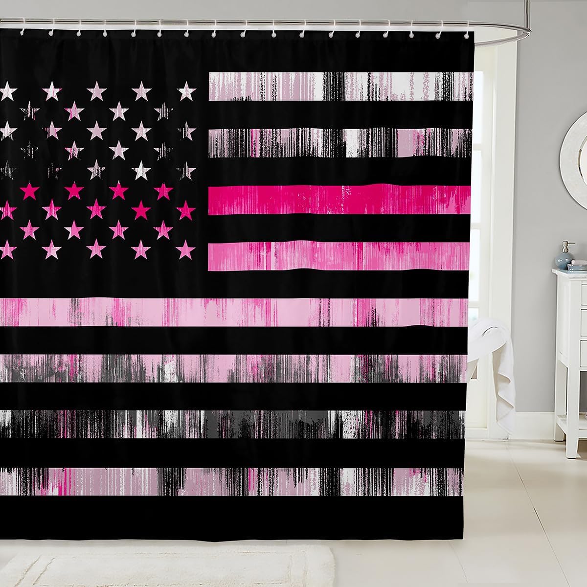 Feelyou 72x72 American Flag Bath Curtain Set