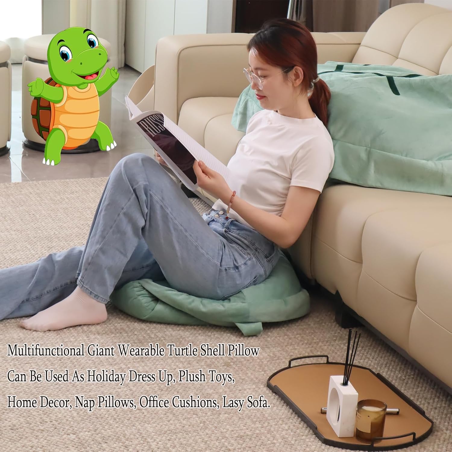 Wearable Turtle-shell Plush Pillow for Adults