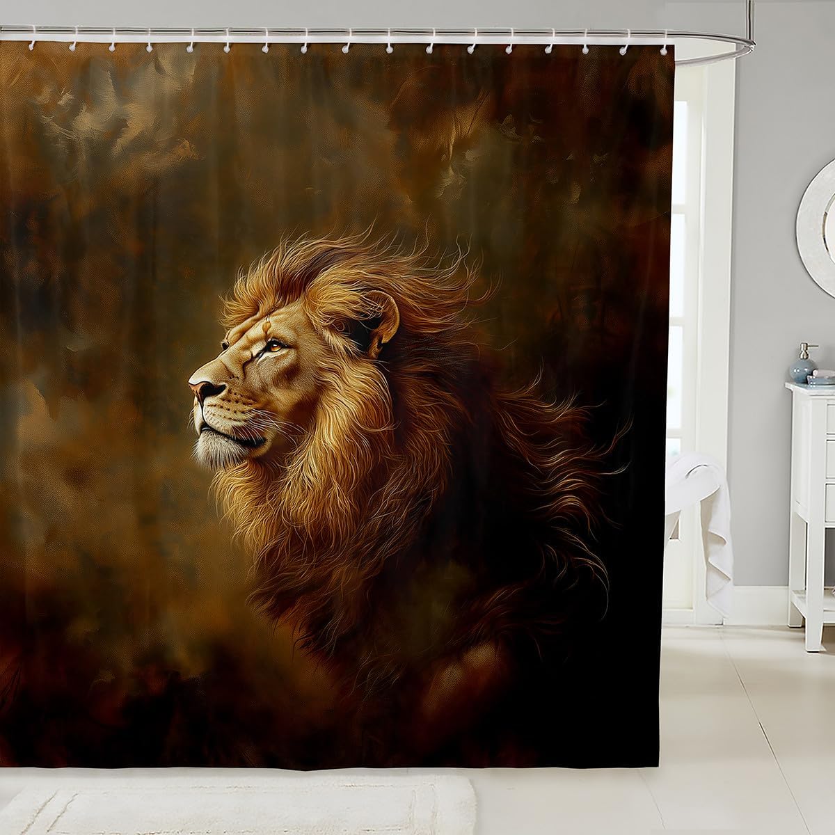 Feelyou Lion Shower Curtain 72x72 Safari Print Set