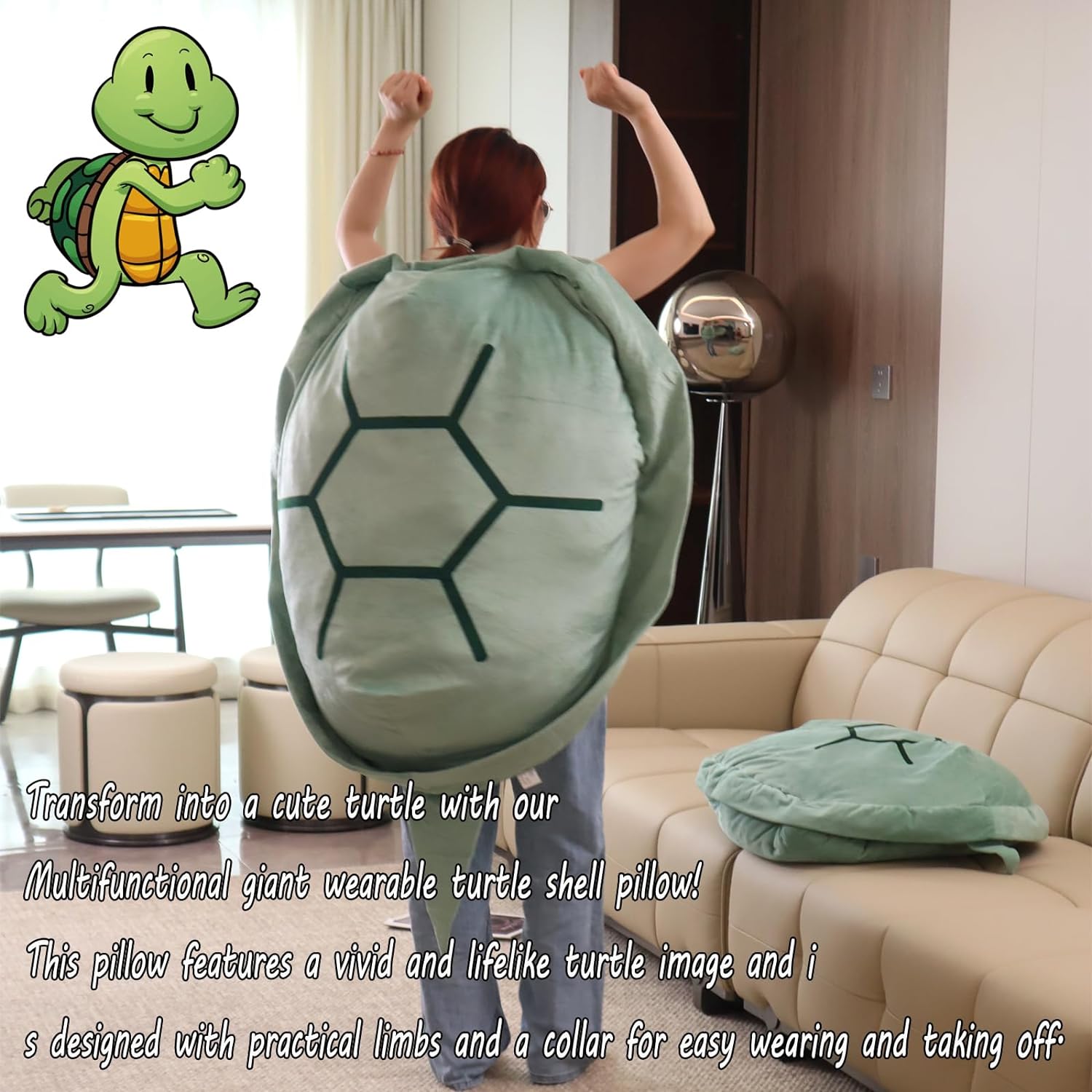 Wearable Turtle-shell Plush Pillow for Adults