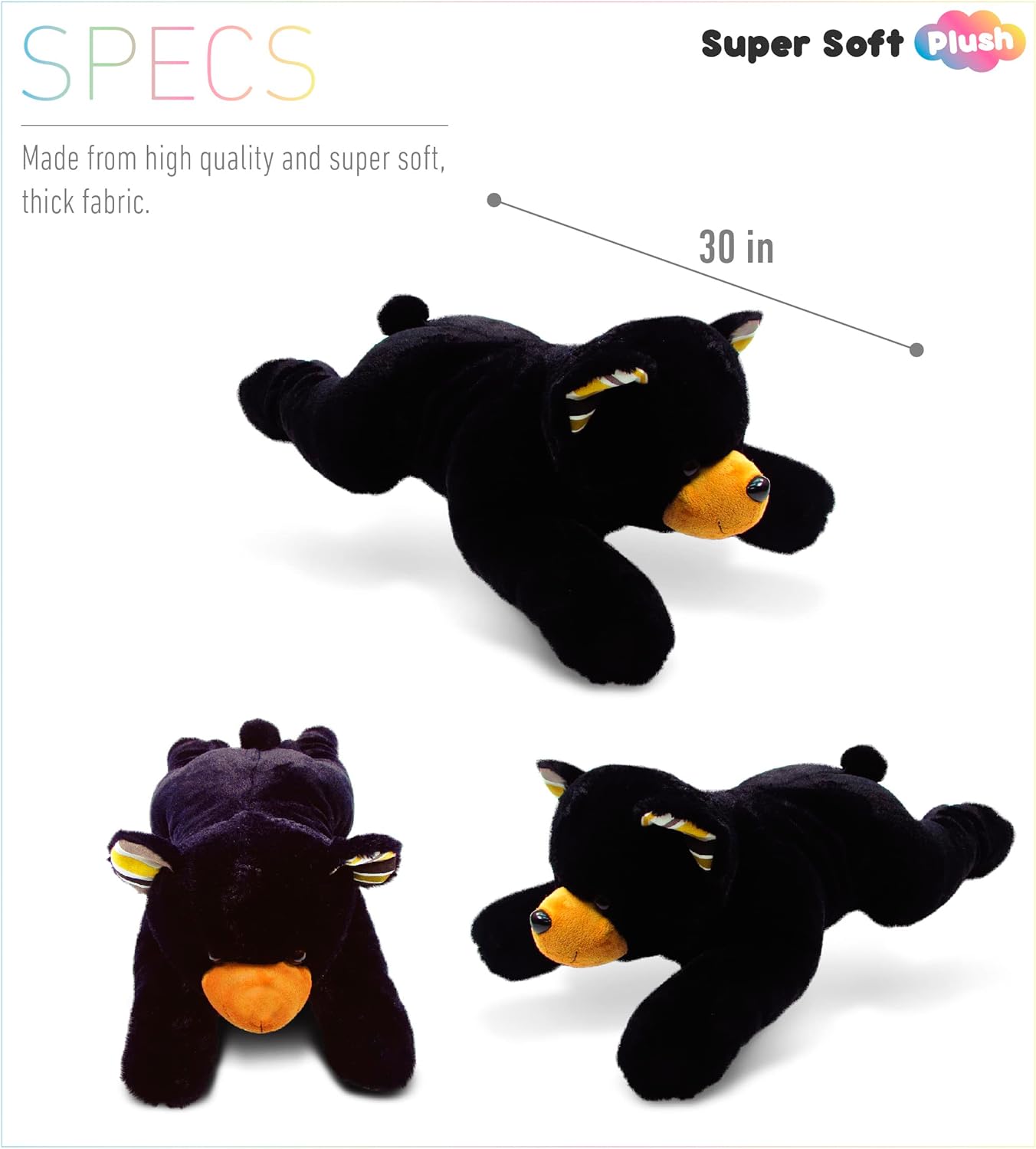 DolliBu Plush Black Bear Block Pillow