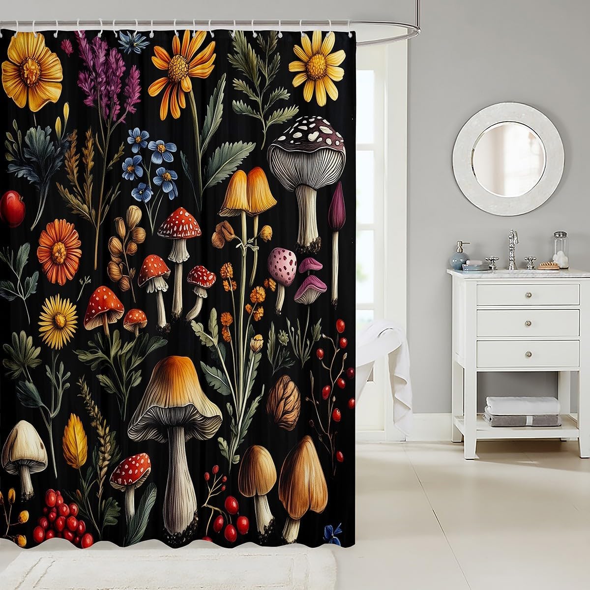 Feelyou - Cute mushroom shower curtain - Waterproof and fun for kids