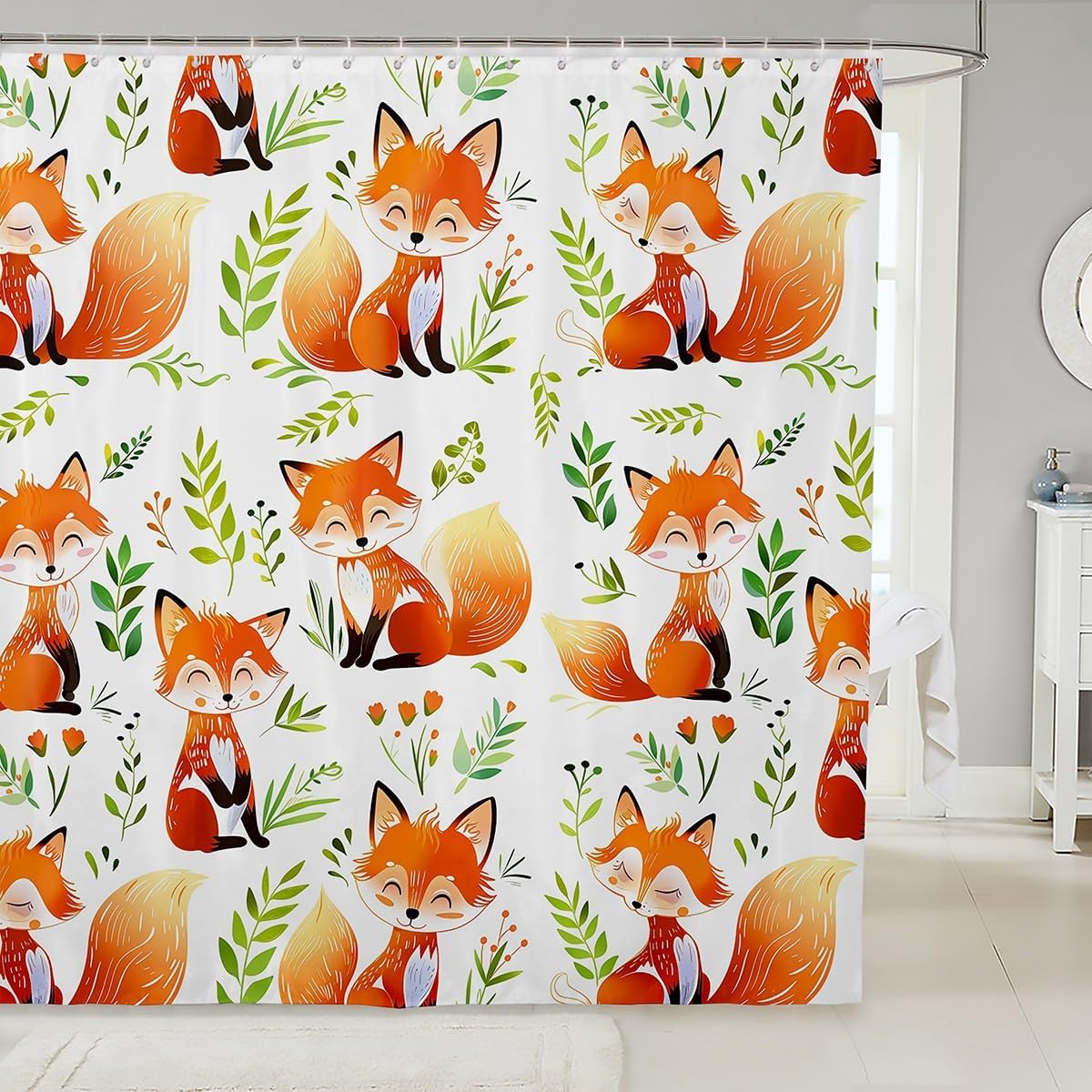 Feelyou Cartoon Fox Shower Curtain Set 72x78