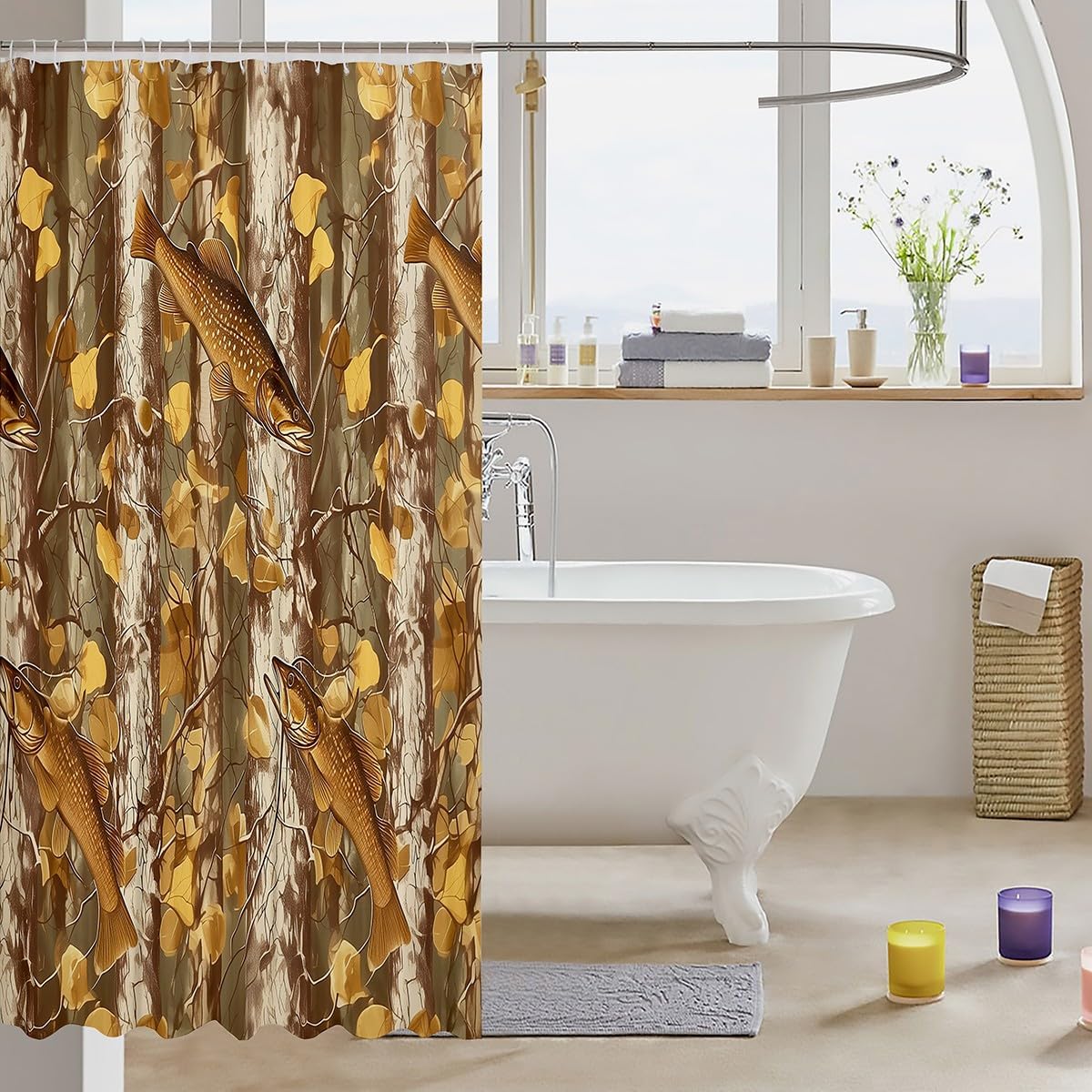 Bath Time Development - Waterproof Pike Fish Shower Curtain 72x84 Style