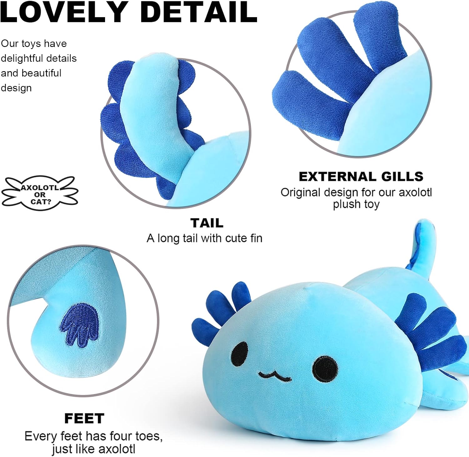 Onsoyours Blue Axolotl Plush Pillow 19 Inch Cute Stuffed Animal