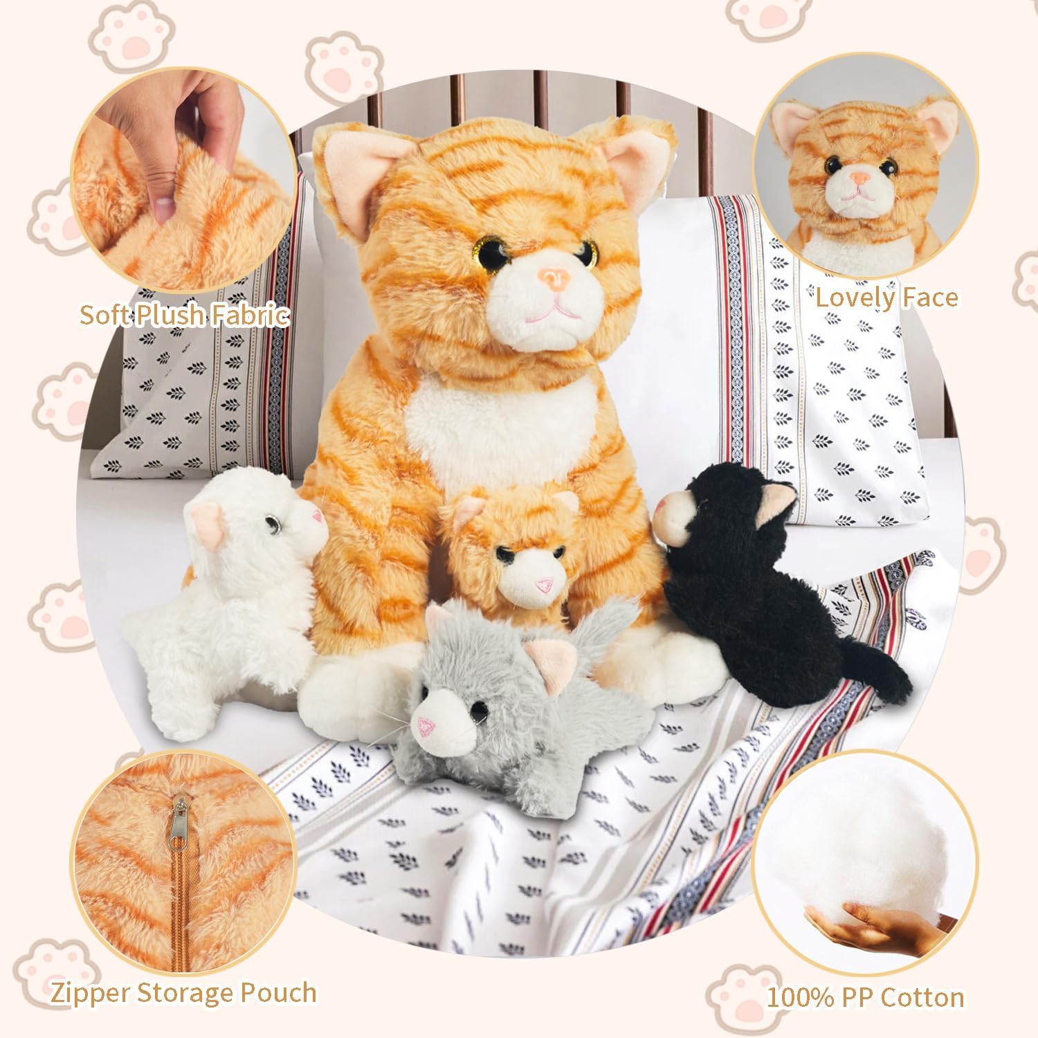 Stuffed Cat with Surprise Kittens