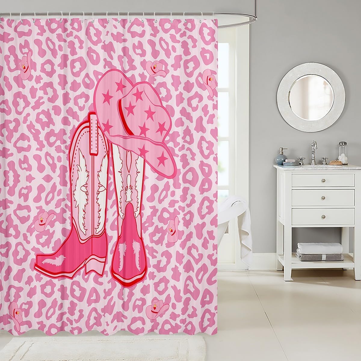 Manfei 3D Leopard Washable Shower Curtain Set for Kids waterproof bathroom curtain